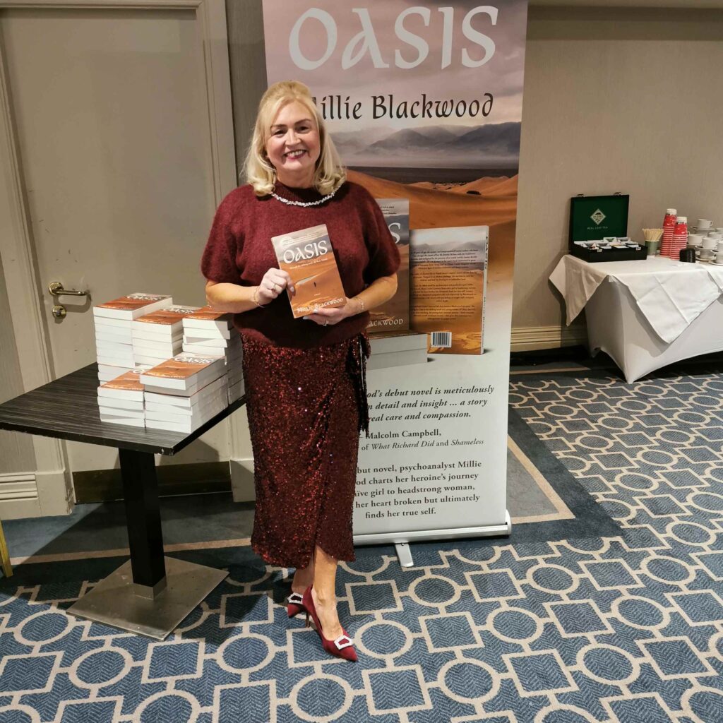 Author and psychoanalyst Millie Blackwood at the launch of her debut novel, 'Oasis'.